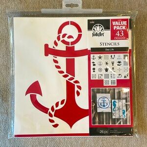 NEW Plaid Folk Art Sea Life Beach Nautical Stencil Set 26 Piece - 43 Designs